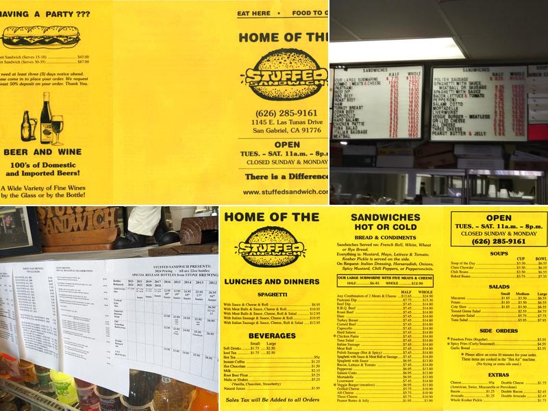 Stuffed Sandwich Menu