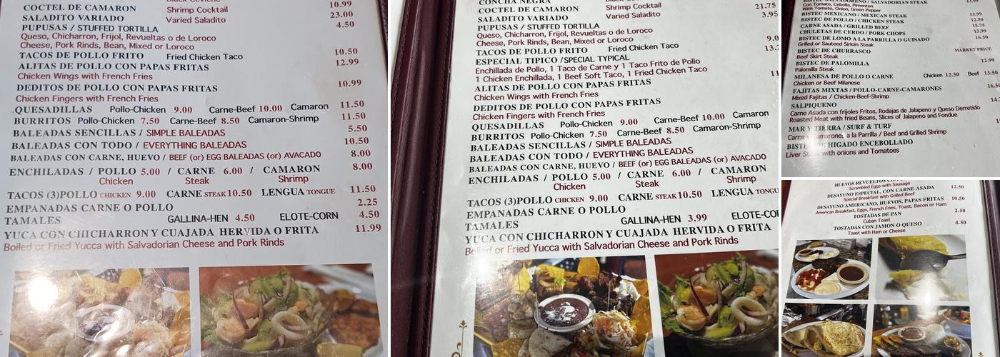 El Rinconcito Salvadoreño #1 Menu