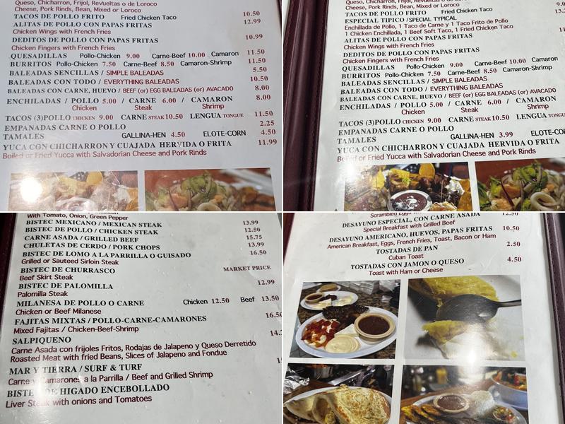 El Rinconcito Salvadoreño #1 Menu