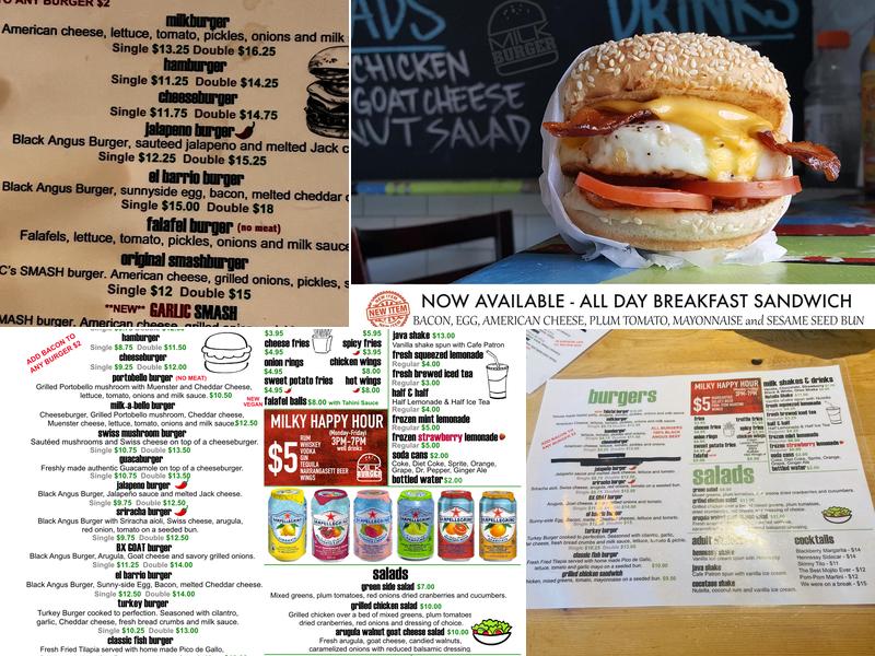 Milk Burger Menu