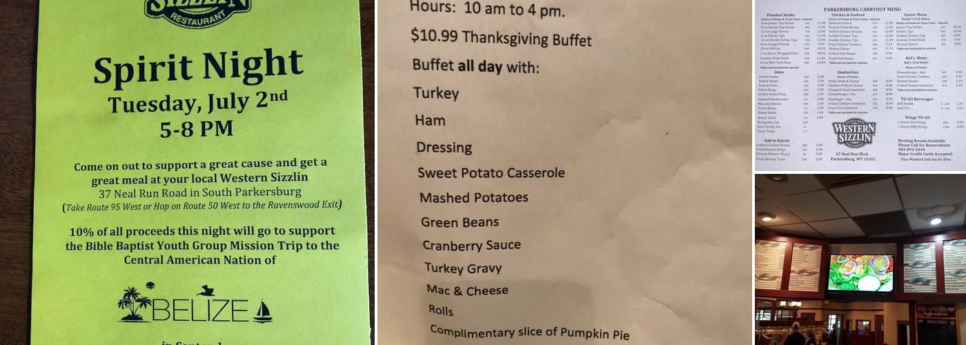 Western Sizzlin Steak House Menu