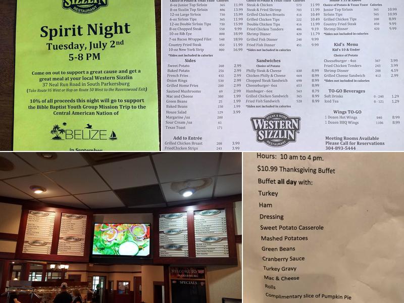 Western Sizzlin Steak House Menu