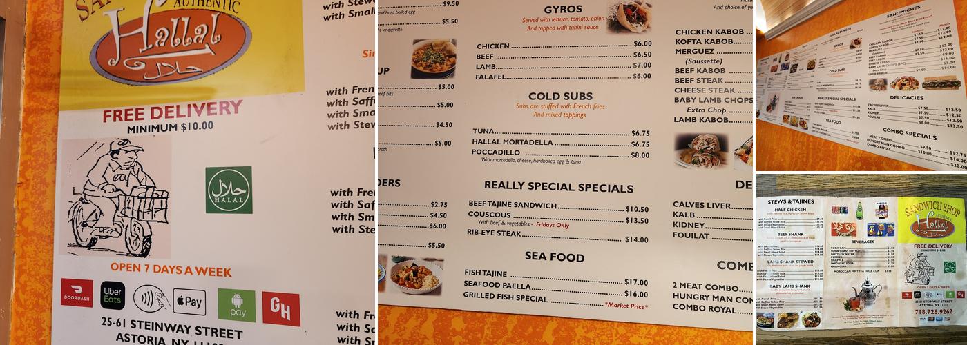 Halal Sandwich Shop Menu