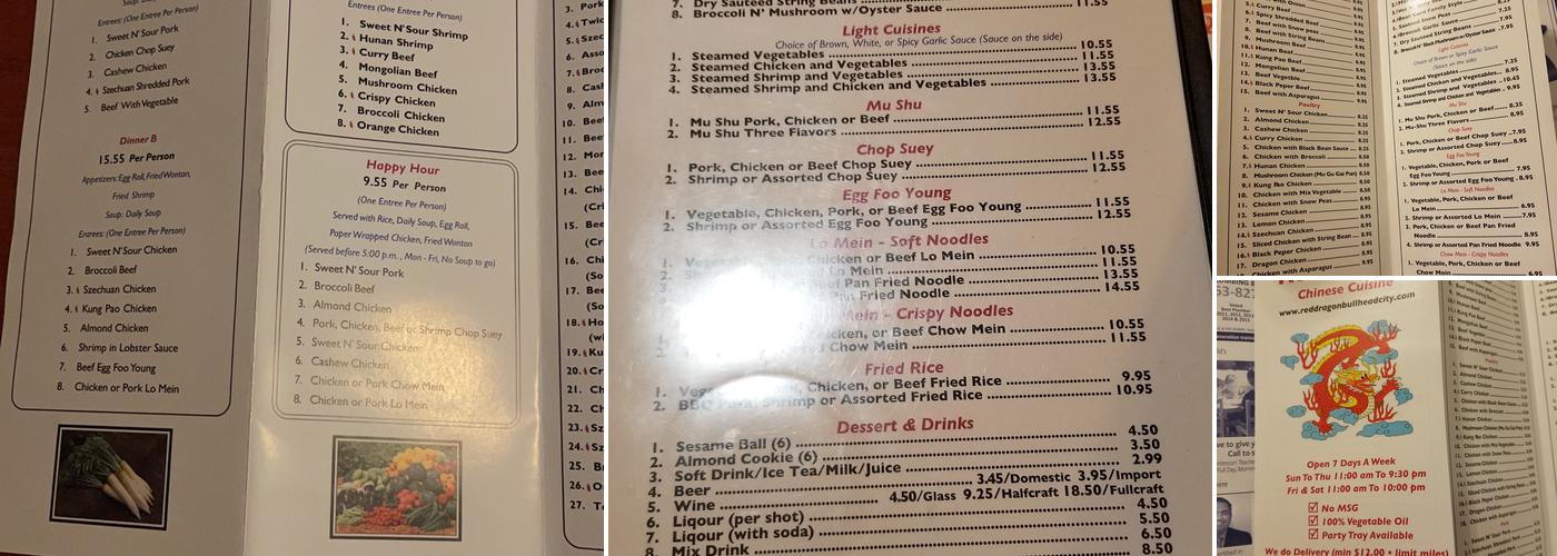 Great Dragon Chinese Cuisine Menu