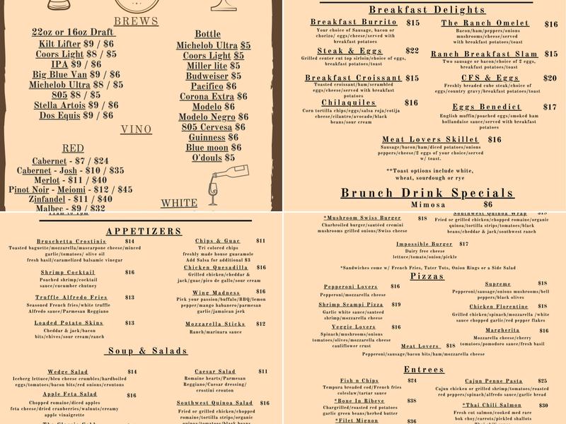 The Ranch Bar and Grill | Laughlin Ranch Menu