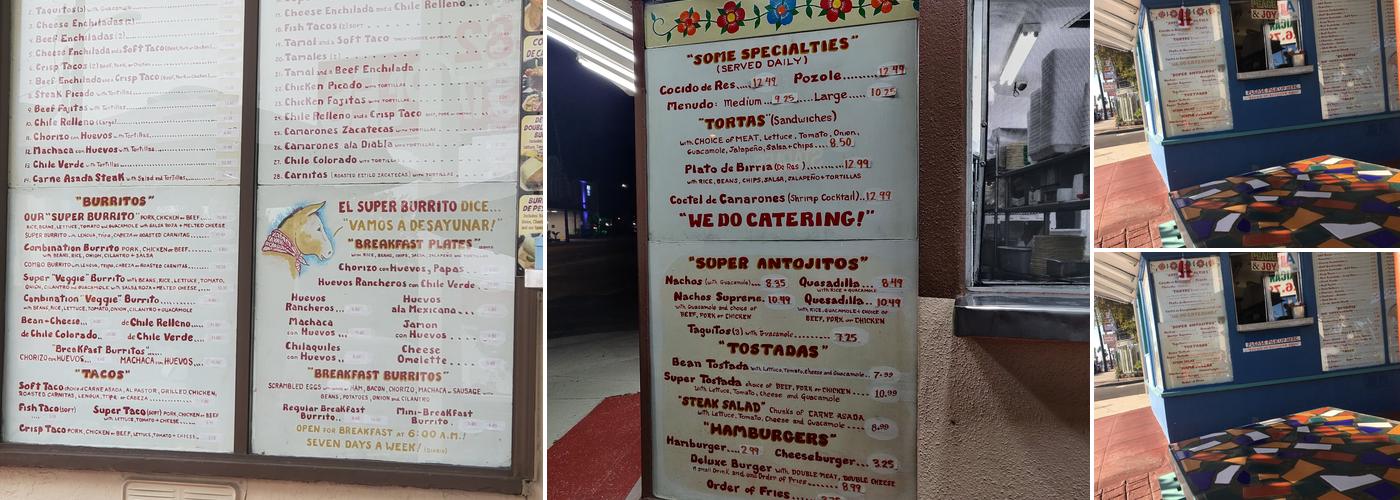 El Super Burrito Menu