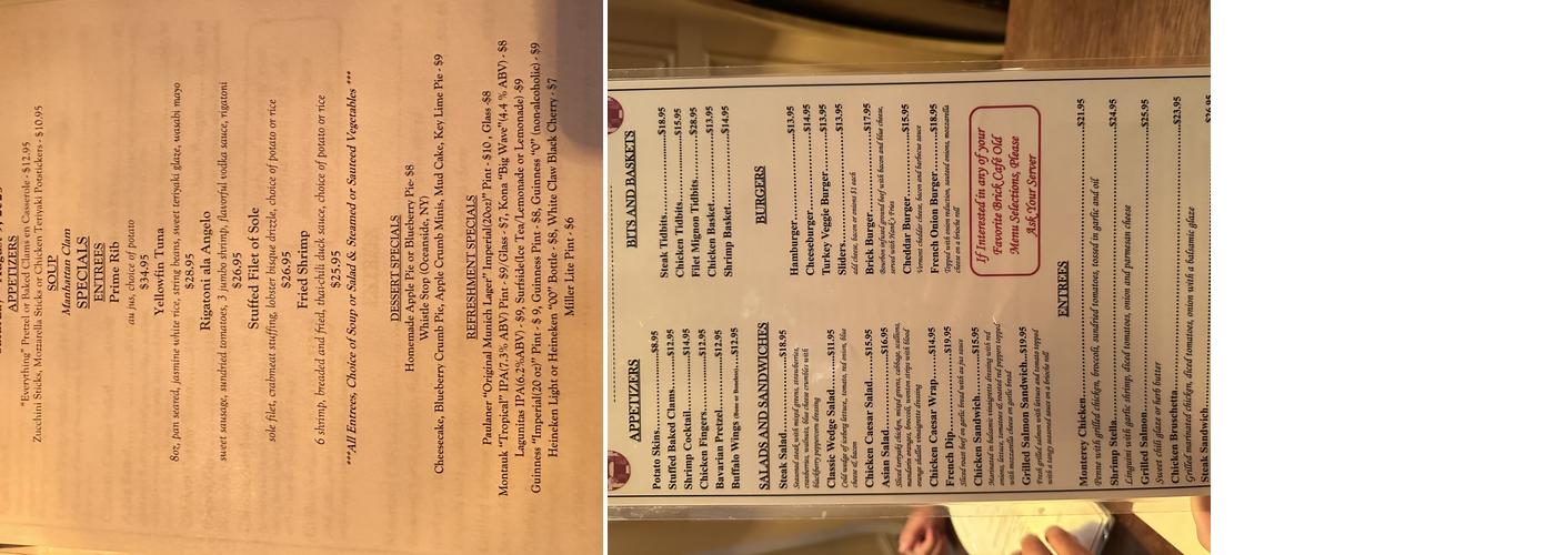 Maier's Brick Cafe Menu