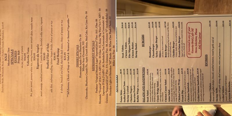 Maier's Brick Cafe Menu