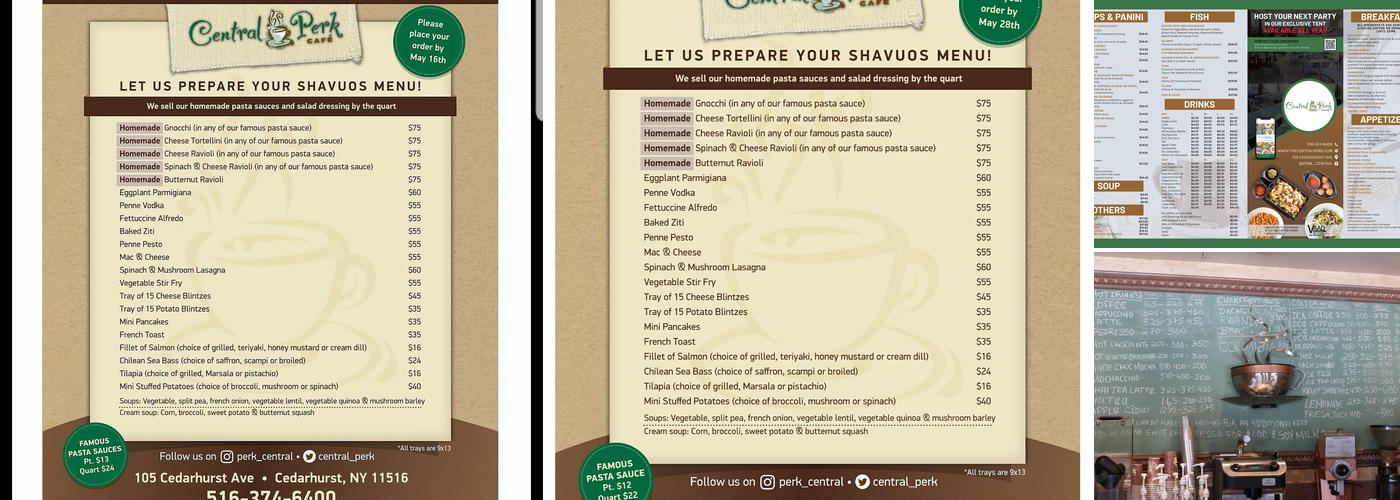 Central Perk Cafe Menu