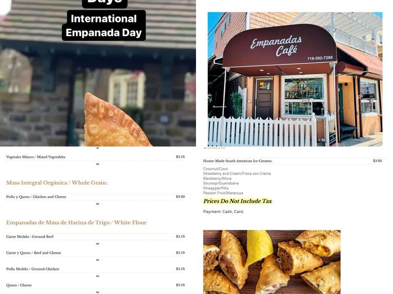 Empanadas Cafe Menu
