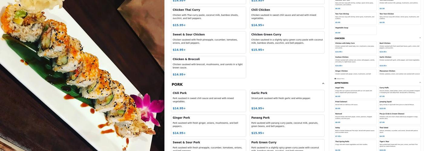 Thai Curry Restaurant Menu