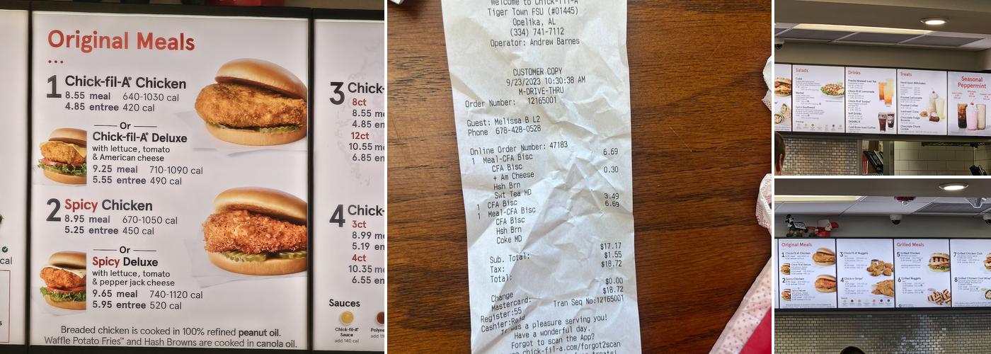 Chick-fil-A Menu