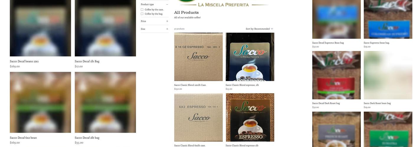 Caffe Sacco Inc Menu