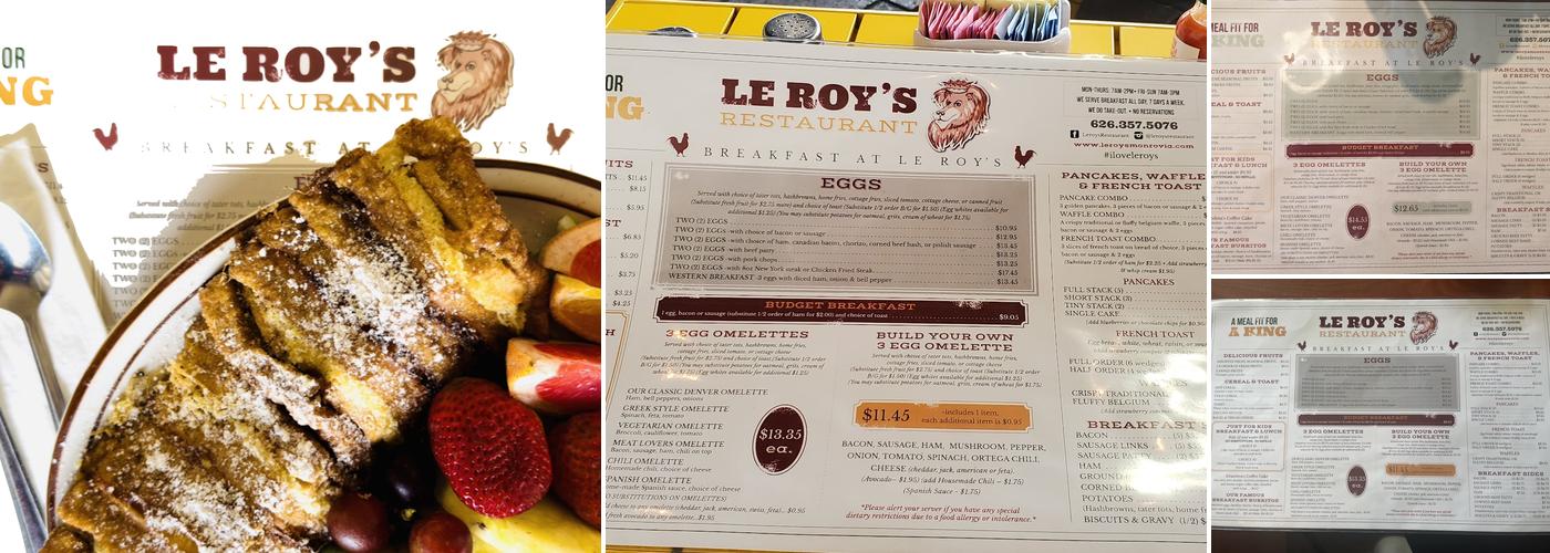 Le Roy's Menu