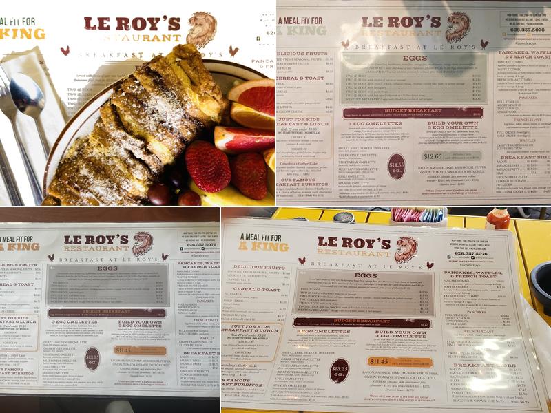 Le Roy's Menu