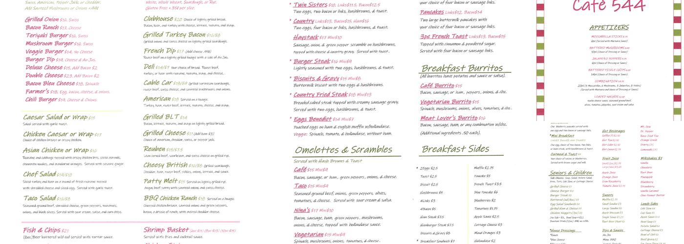 Café 544 Menu