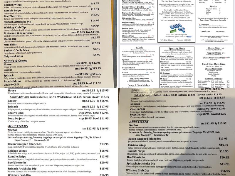 Chair 9 Pizza & Bar Menu