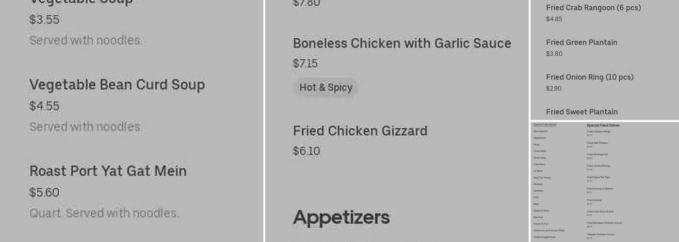 China Dragon Kitchen Menu