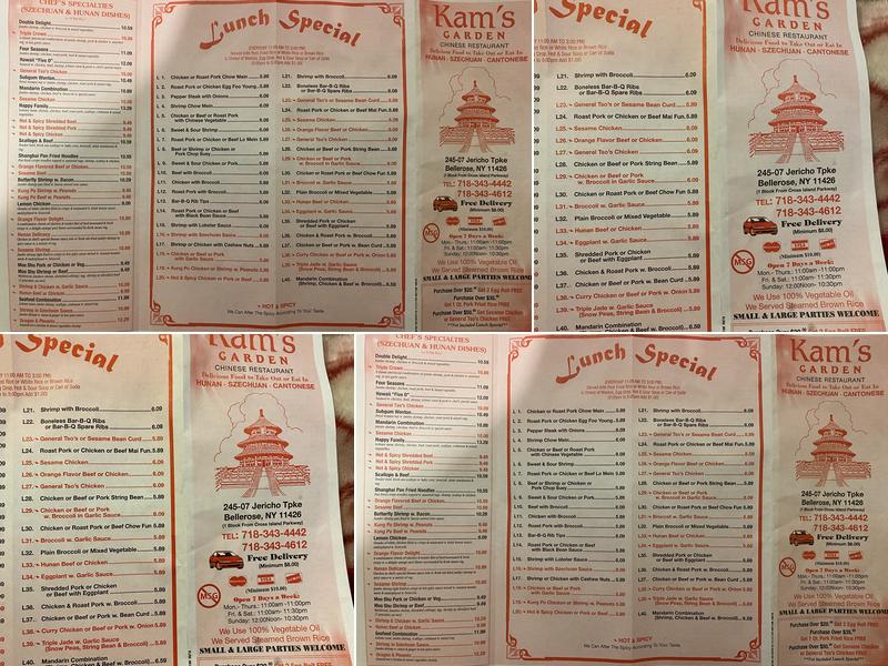 Kam's Garden Menu