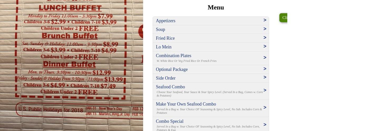 China Buffet King Menu