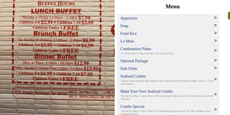 China Buffet King Menu