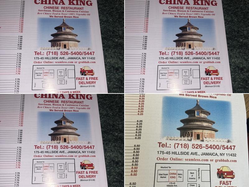 China King Menu