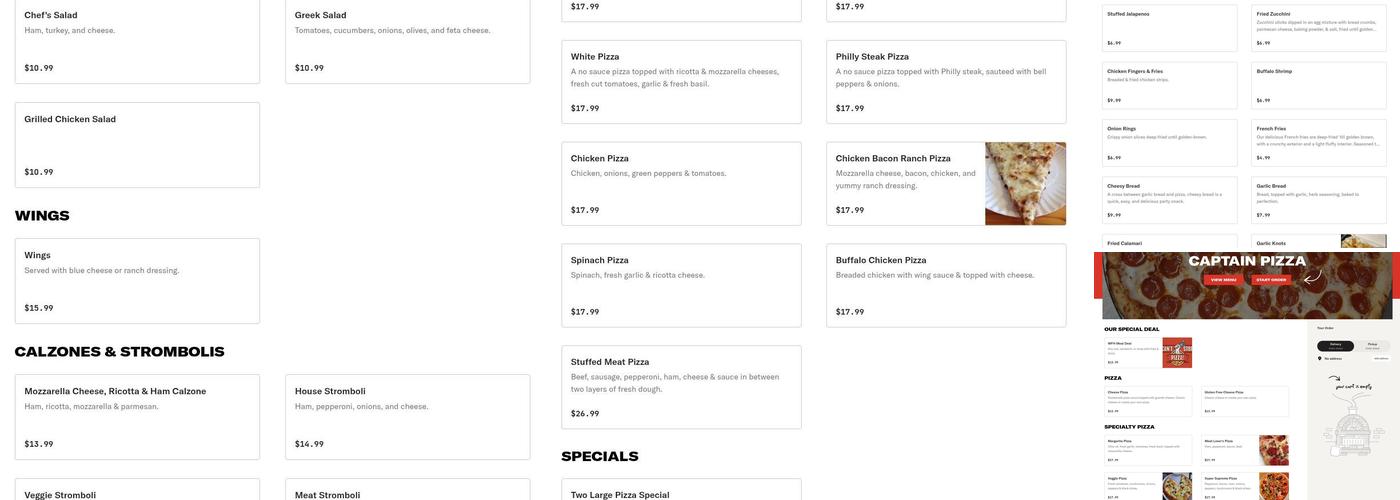 Captain Pizza & Grill Menu