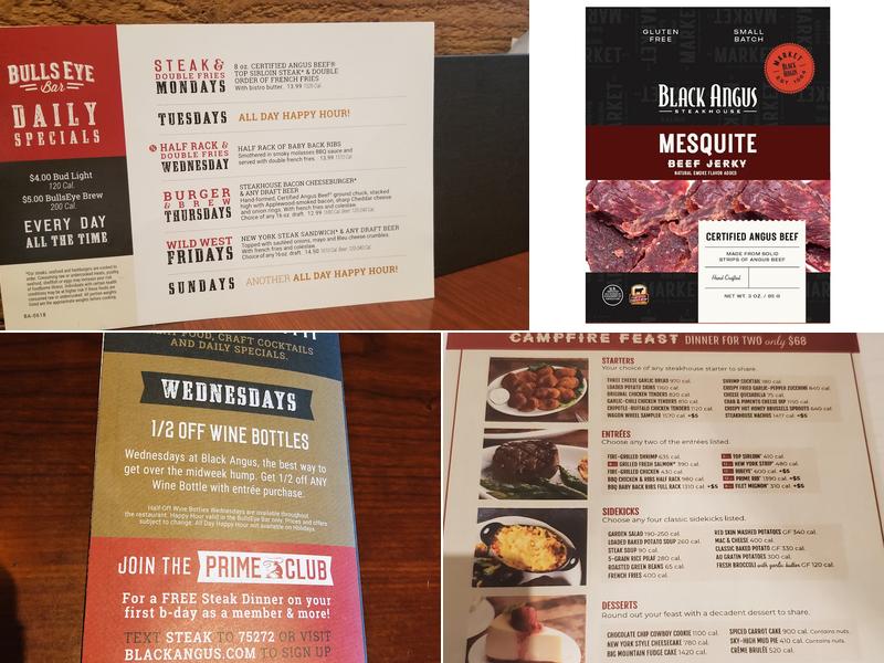 Black Angus Steakhouse Menu