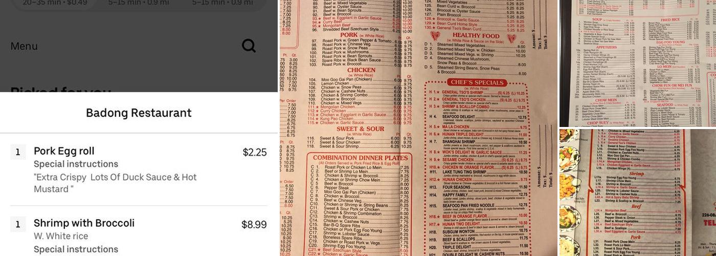 Badong Restaurant Menu