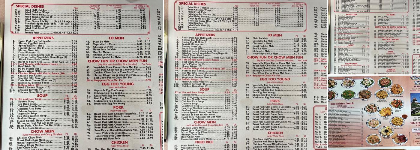 Cheung Khei Menu