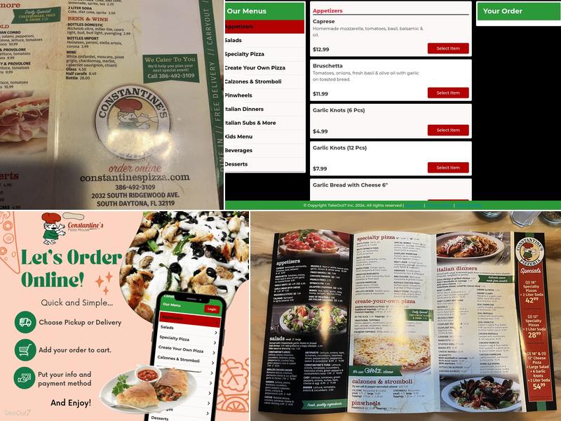 Constantine's Pizzeria Menu