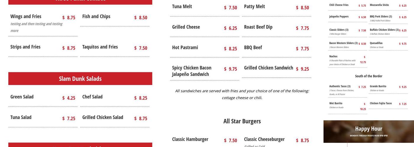 Rude Dog Bar & Grill Menu