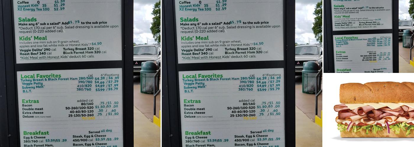 Subway Menu
