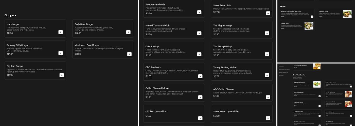 Morning Glory Cafe Menu