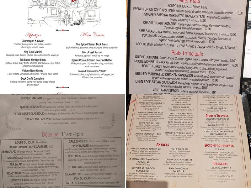 Pain D'Avignon Restaurant Boulangerie Menu