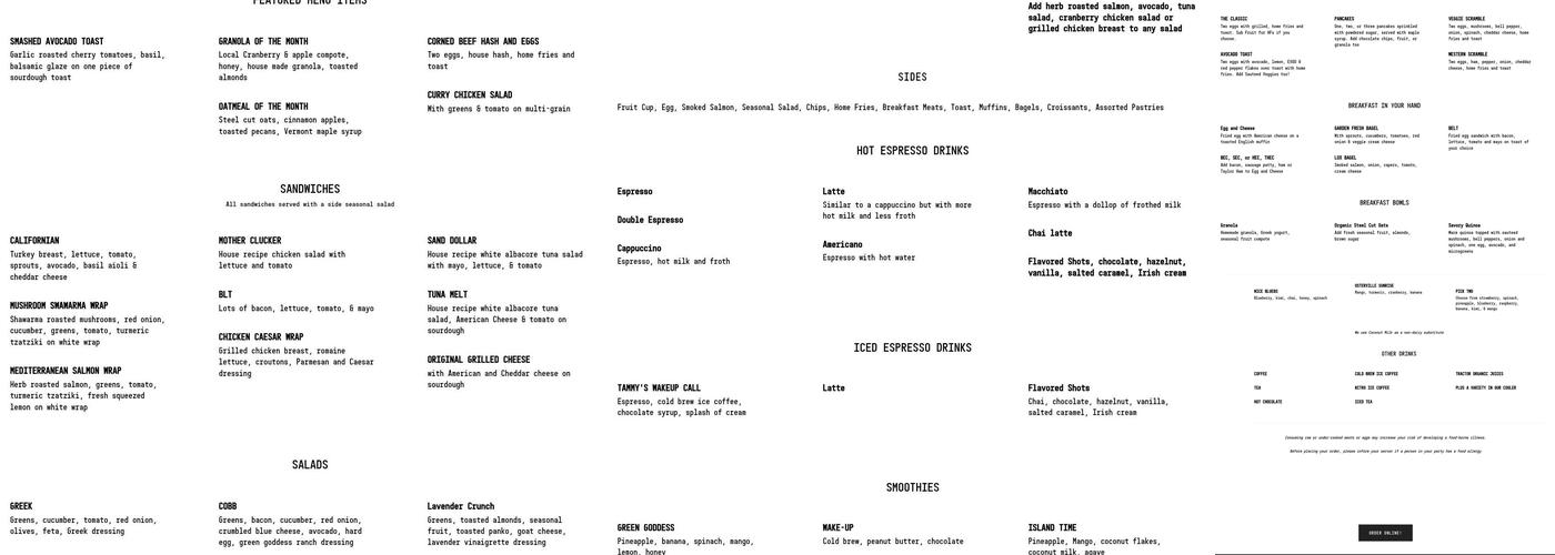 The Pineapple Caper Cafe Menu