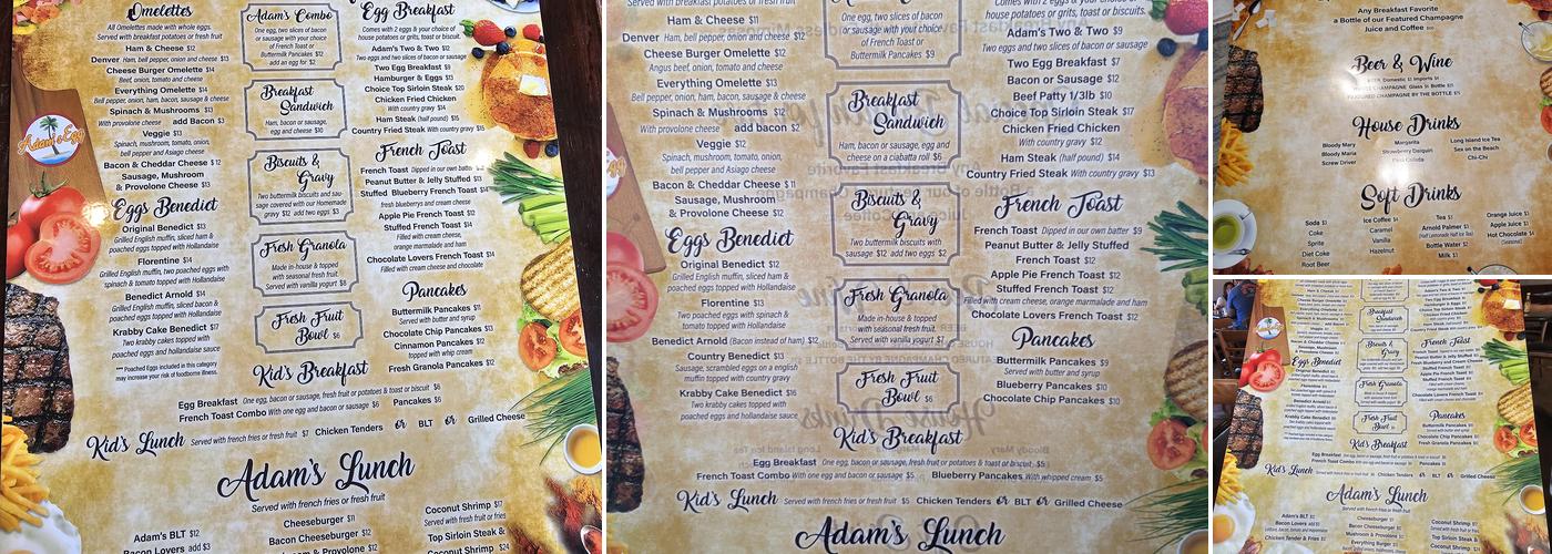 Adam's Egg Menu