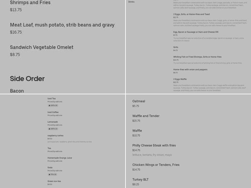 Springfield Diner Menu