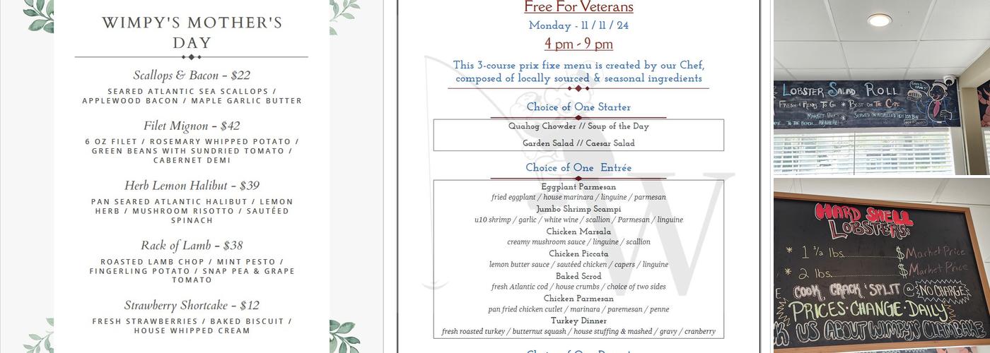 Wimpy's Seafood Cafe & Market Menu