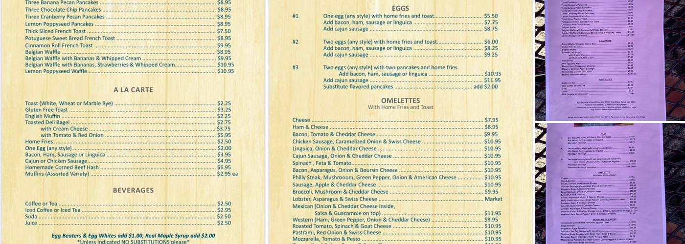 Moonakis Cafe Menu