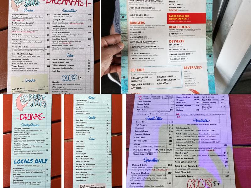 Crabby Joe's Deck & Grill Menu