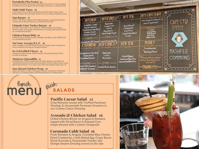Cape Cod Coffee @ Mashpee Commons Menu