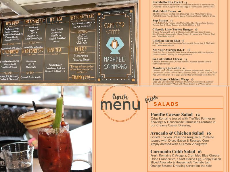Cape Cod Coffee @ Mashpee Commons Menu