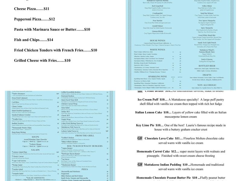 Mattakeese Wharf Seafood Restaurant Menu