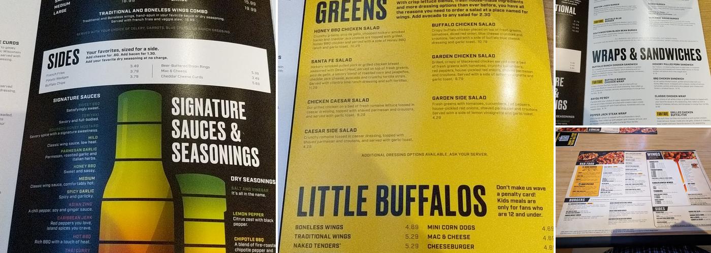Buffalo Wild Wings Menu