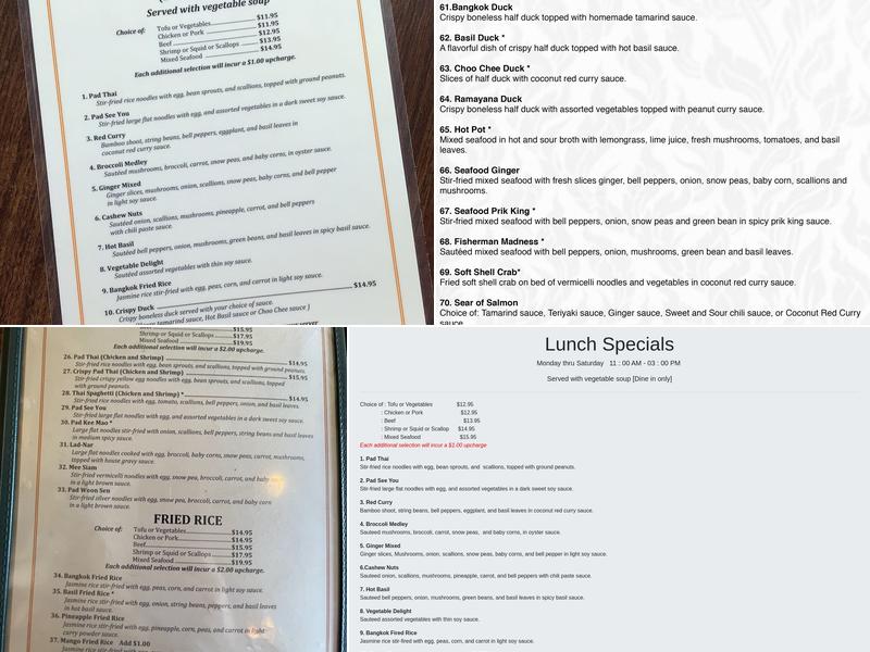 Bangkok Kitchen Menu