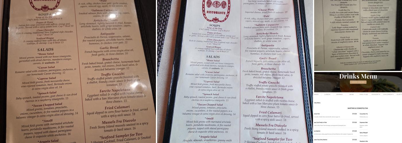 Alberto's Ristorante Menu