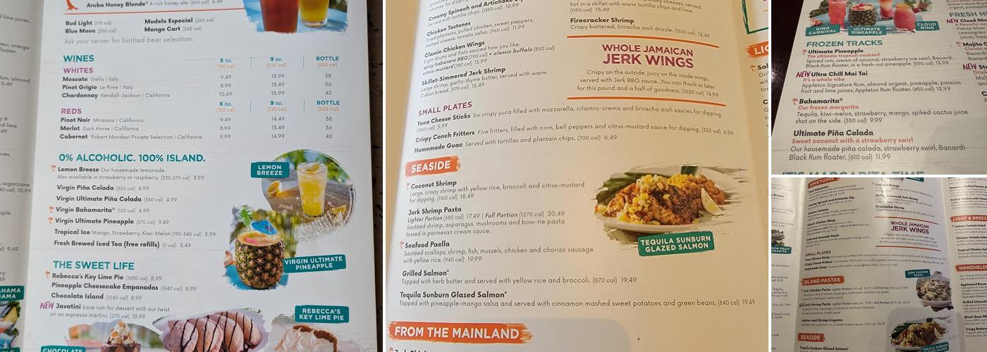 Bahama Breeze Menu
