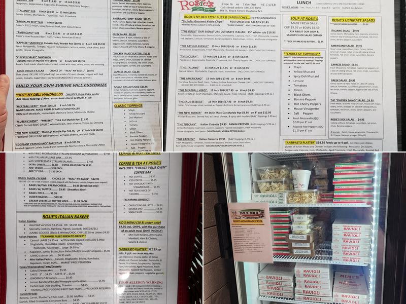 Rosie's Italian Bakery & NY Style Deli Menu