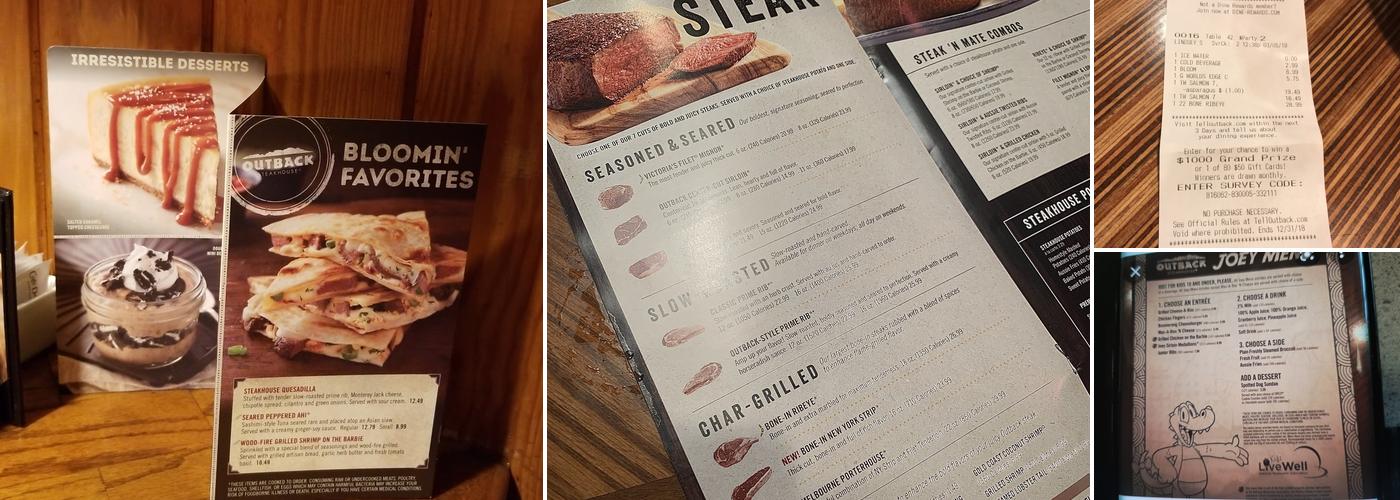 Outback Steakhouse Menu